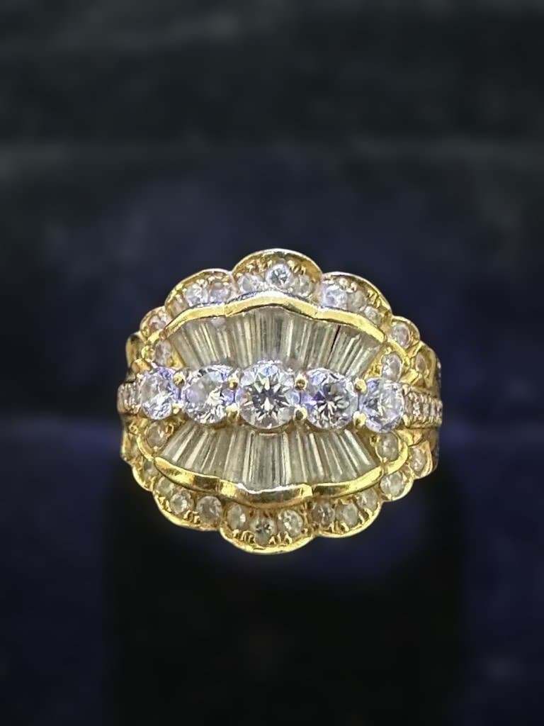 【1月限定特価】K18ダイヤリングミラーカット1.72ct