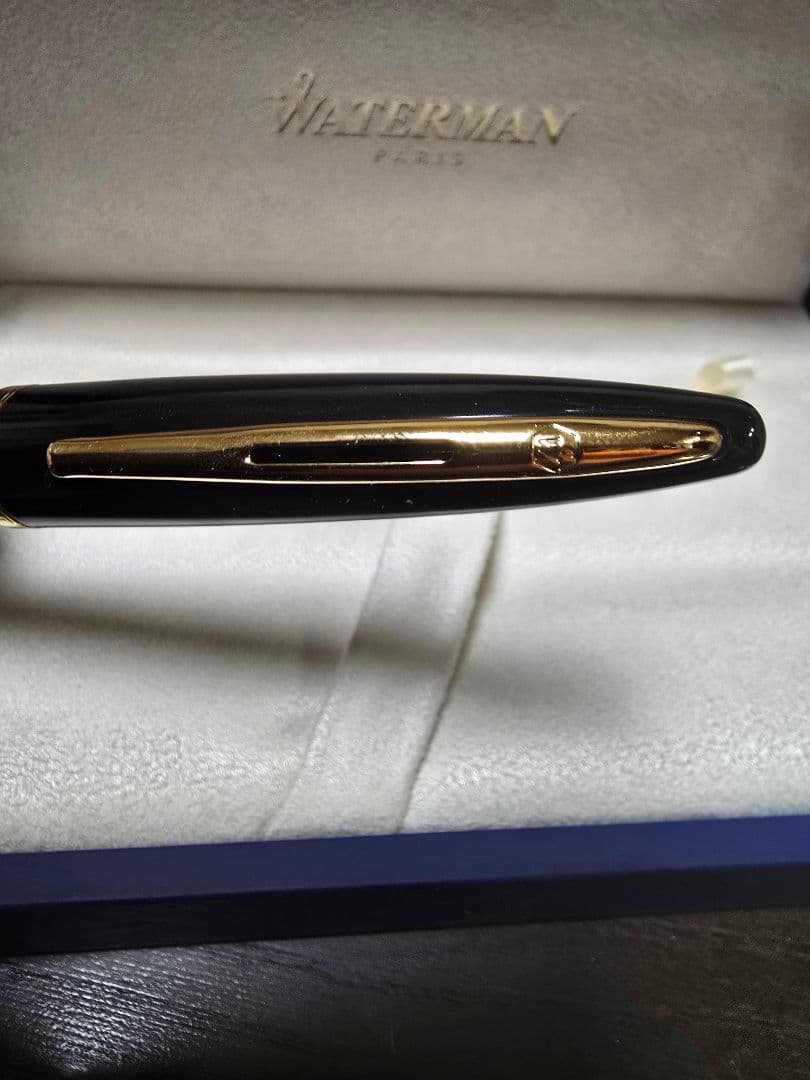 Waterman 万年筆 黒 金属製 専用ケース付　18K　極美品