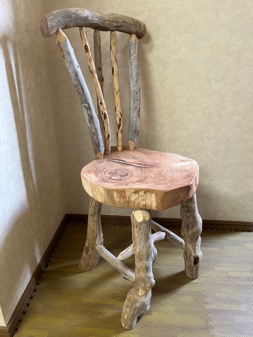 流木の椅子花台スツール流木インテリアディスプレイ台丸太輪切り切り株