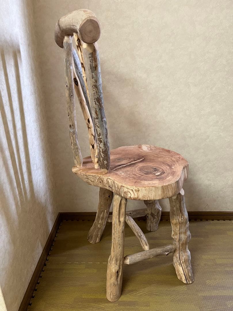 流木の椅子花台スツール流木インテリアディスプレイ台丸太輪切り切り株