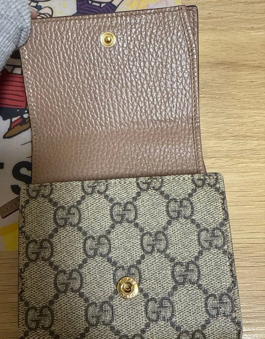 GUCCI グッチ マーモント GG柄 2つ折り 財布 ピンクベージュ