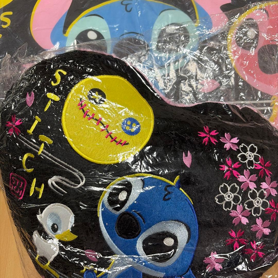 スティッチ クッション　ハート型クッション　ロングピロークッション　２点セット