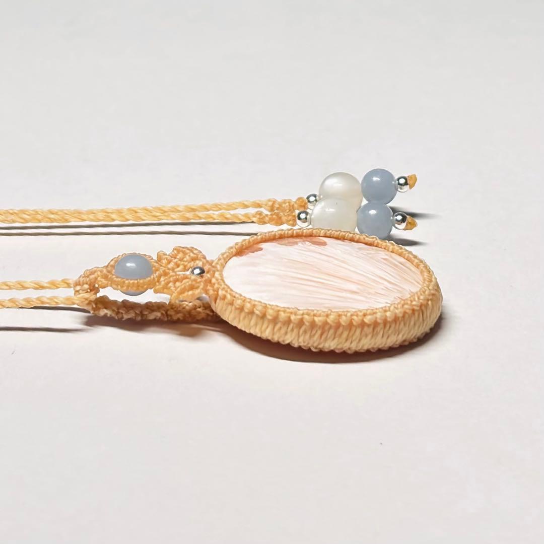 #2116 ♡ピンクスコレサイト&ムーンストーン天然石♡マクラメネックレス