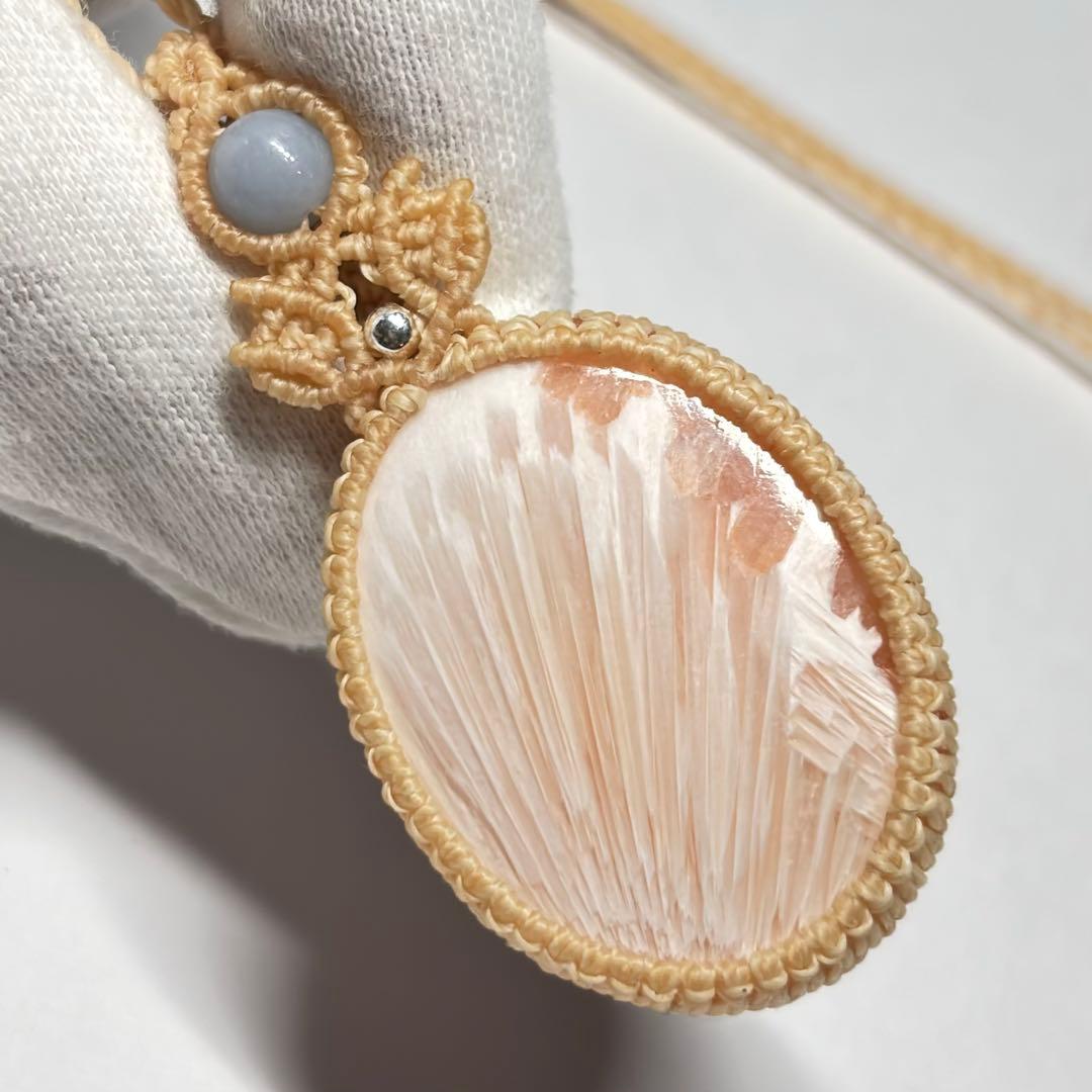 #2116 ♡ピンクスコレサイト&ムーンストーン天然石♡マクラメネックレス