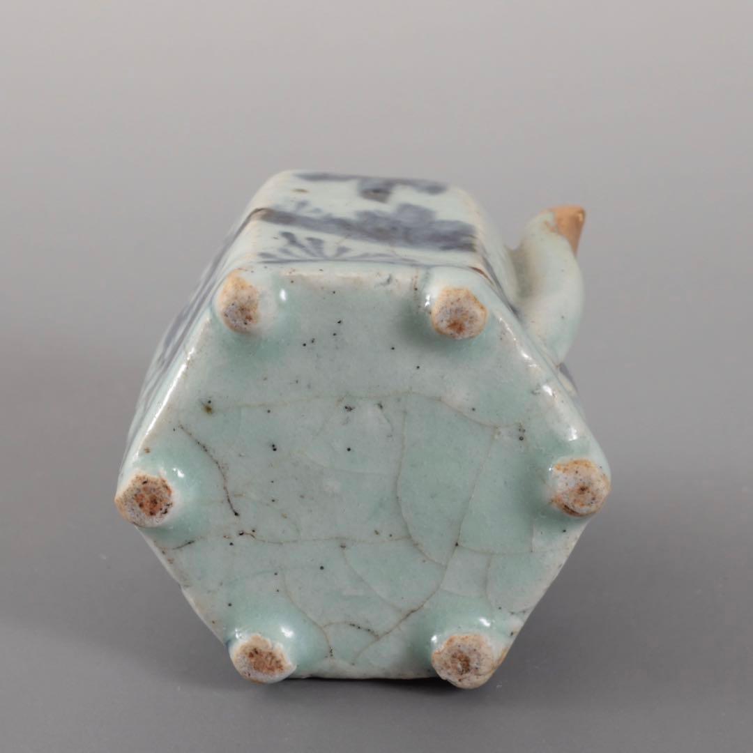 青花 六角 面取 水滴 清朝期 中国美術 古美術 文具 古道具 アンティーク