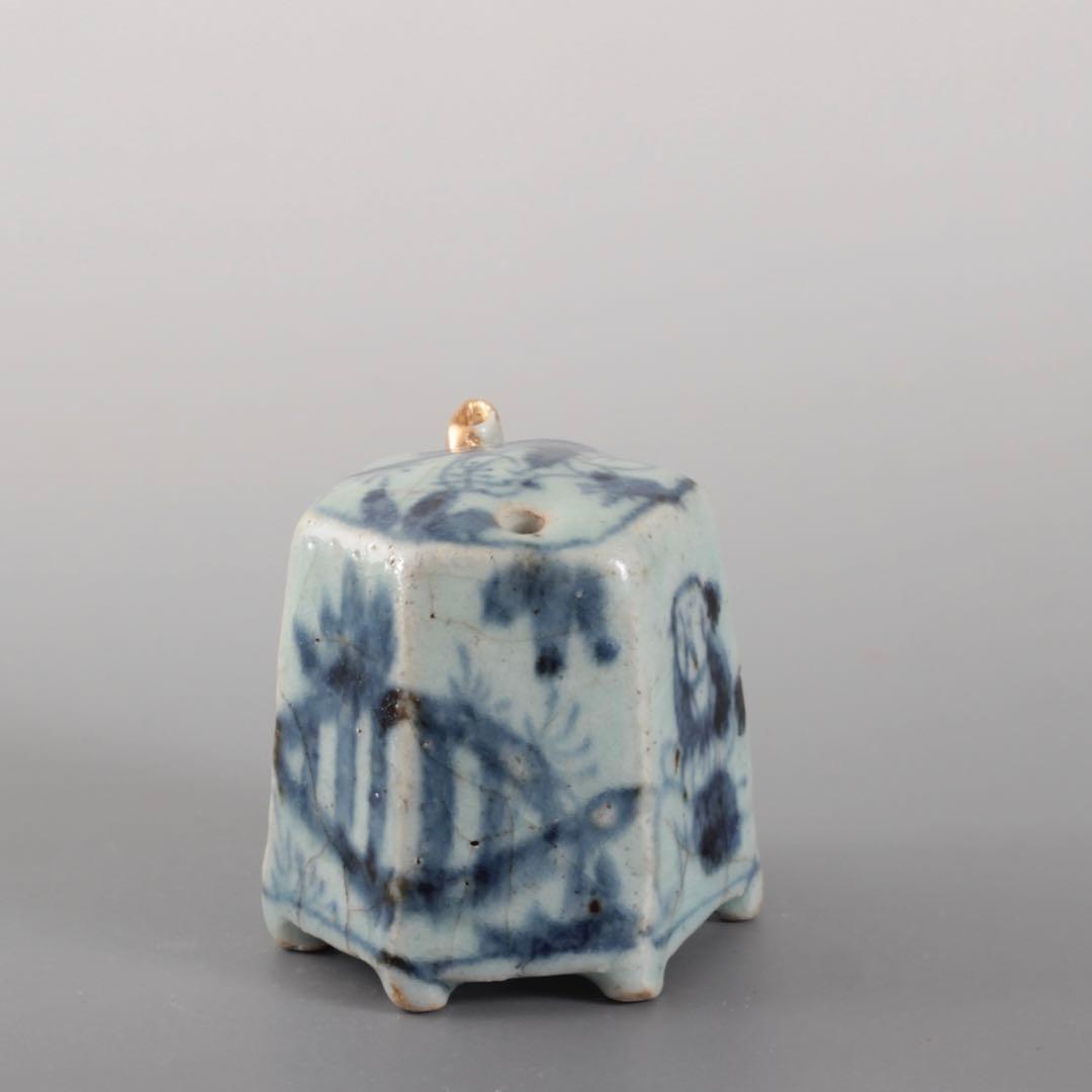 青花 六角 面取 水滴 清朝期 中国美術 古美術 文具 古道具 アンティーク