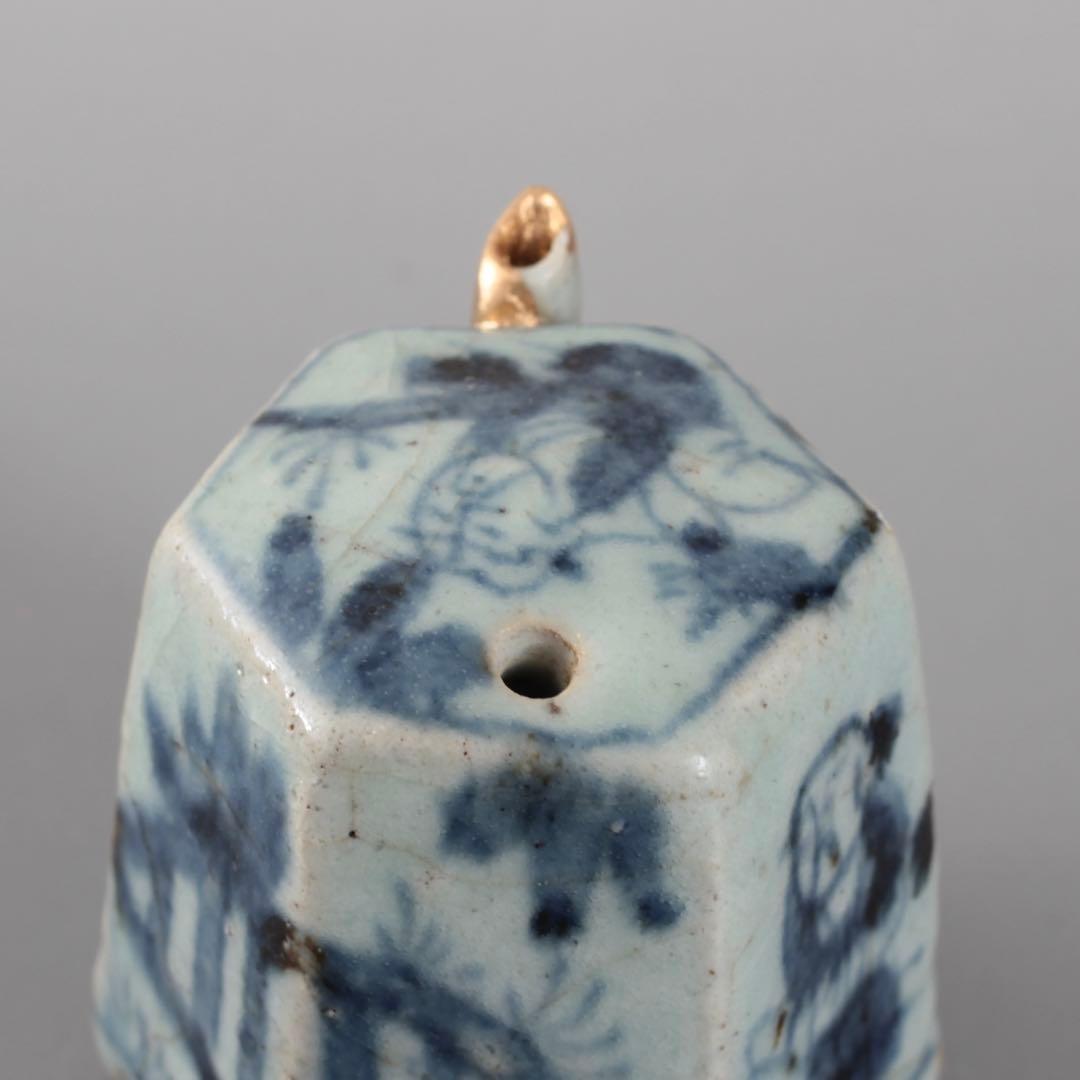 青花 六角 面取 水滴 清朝期 中国美術 古美術 文具 古道具 アンティーク