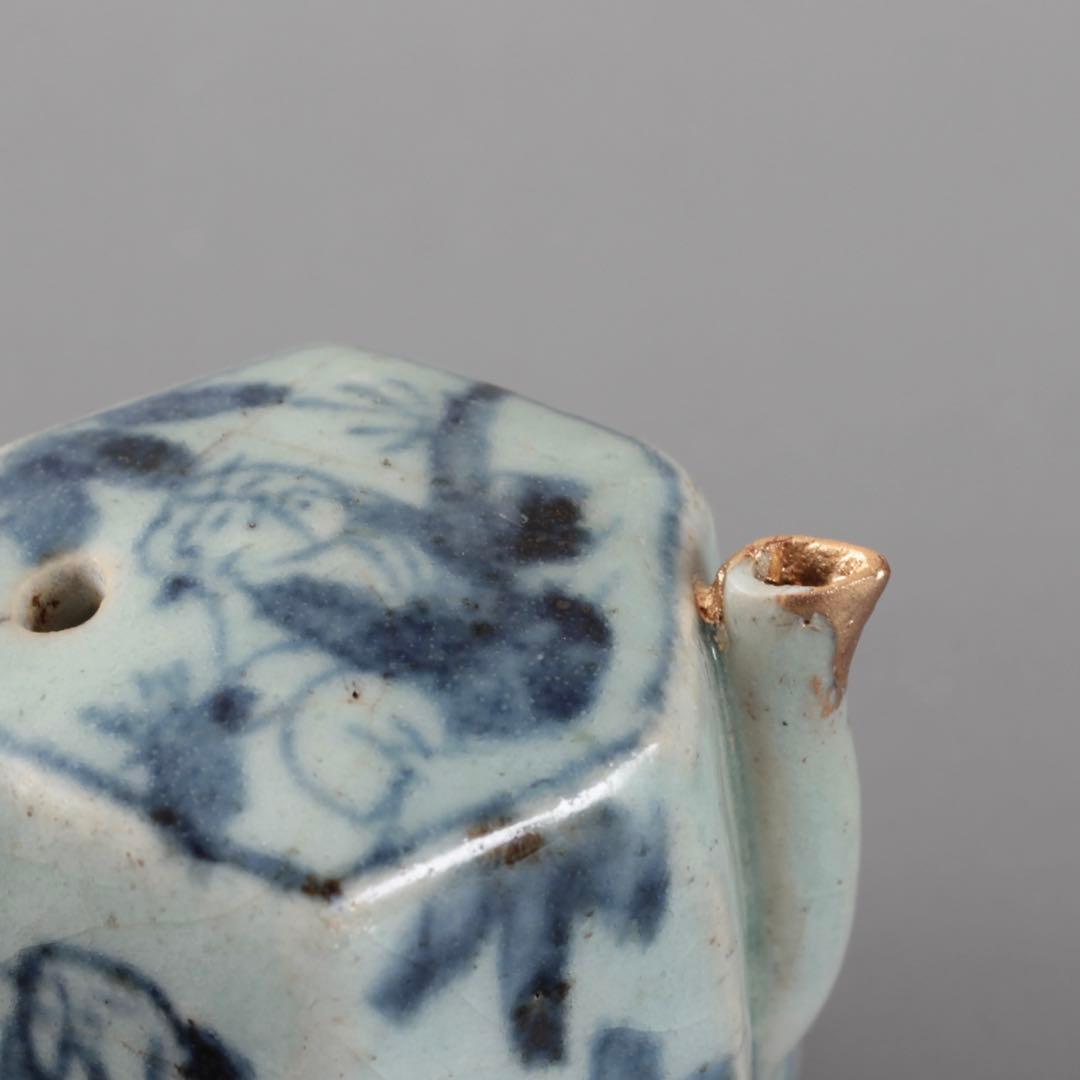 青花 六角 面取 水滴 清朝期 中国美術 古美術 文具 古道具 アンティーク