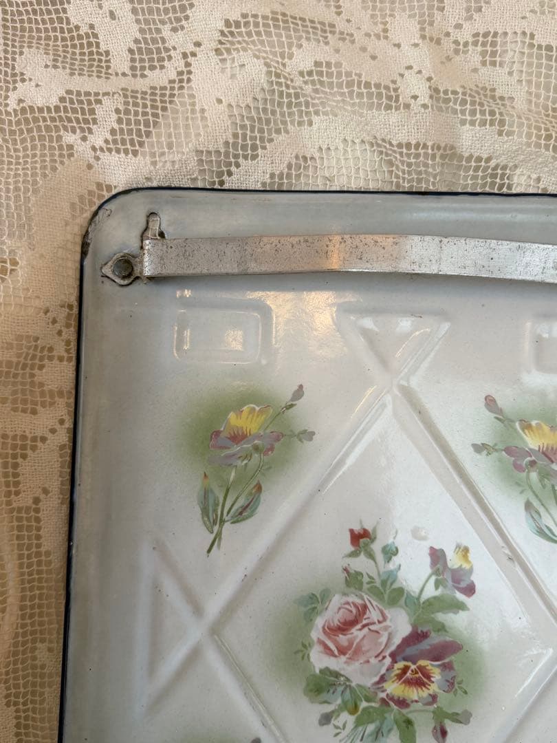 フランス　アンティーク　JAPYホーロー　 レードルラック　薔薇とパンジー