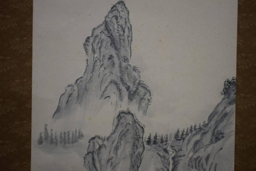 真作/若雪/山水図/布袋屋掛軸HF-660