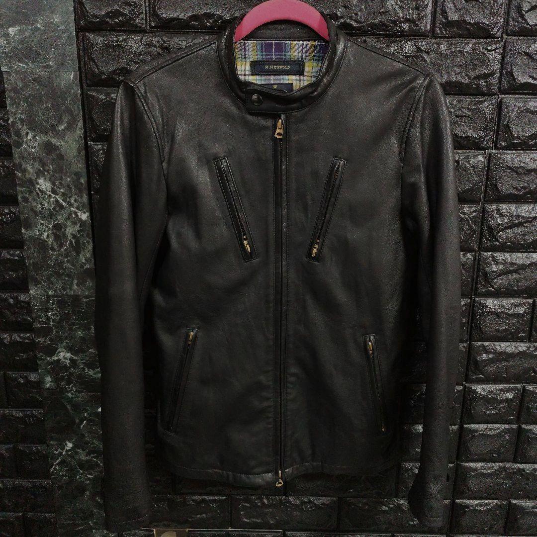 超美品　R.NEWBOLD　黒ゴートレザー（山羊革）シングルライダースジャケット