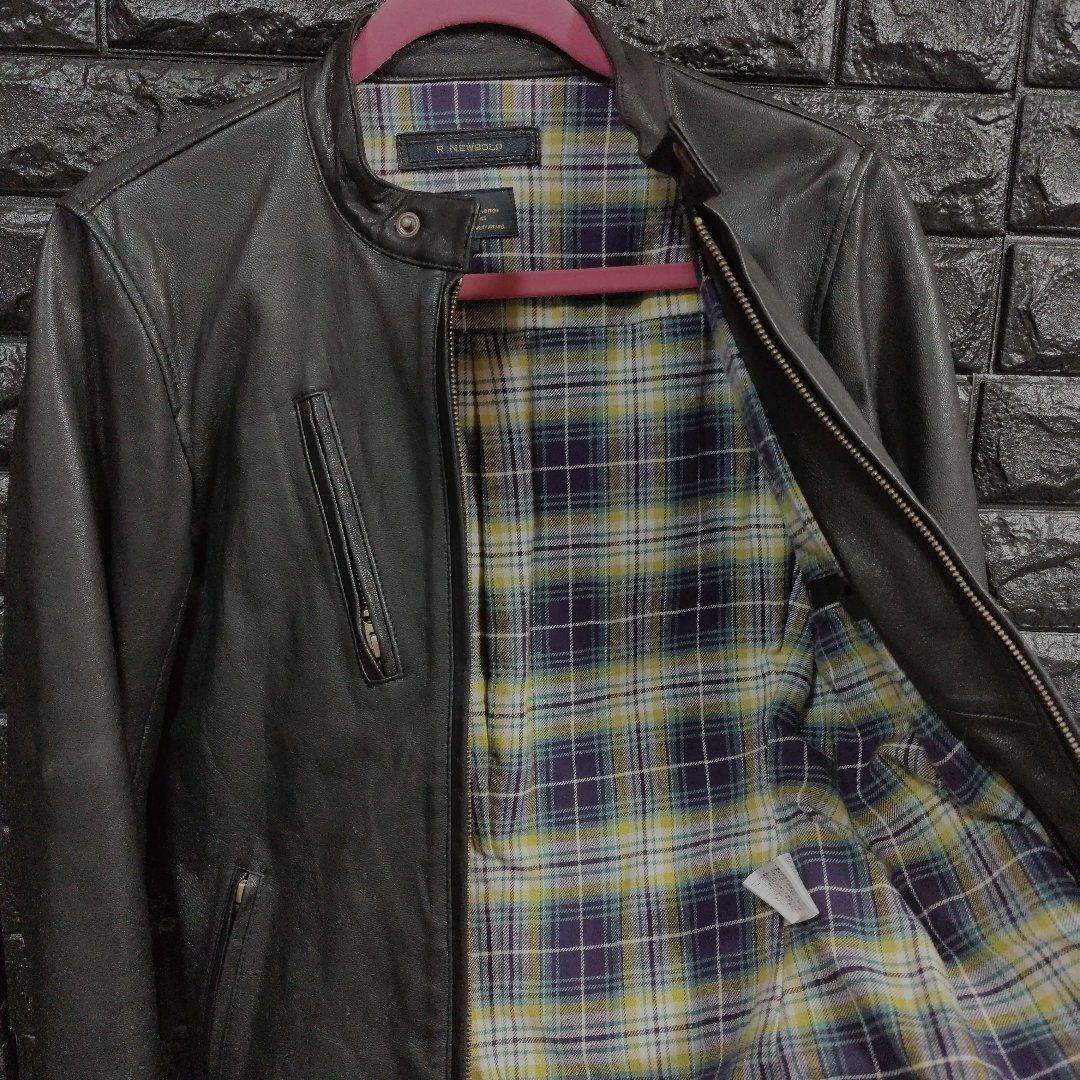 超美品　R.NEWBOLD　黒ゴートレザー（山羊革）シングルライダースジャケット