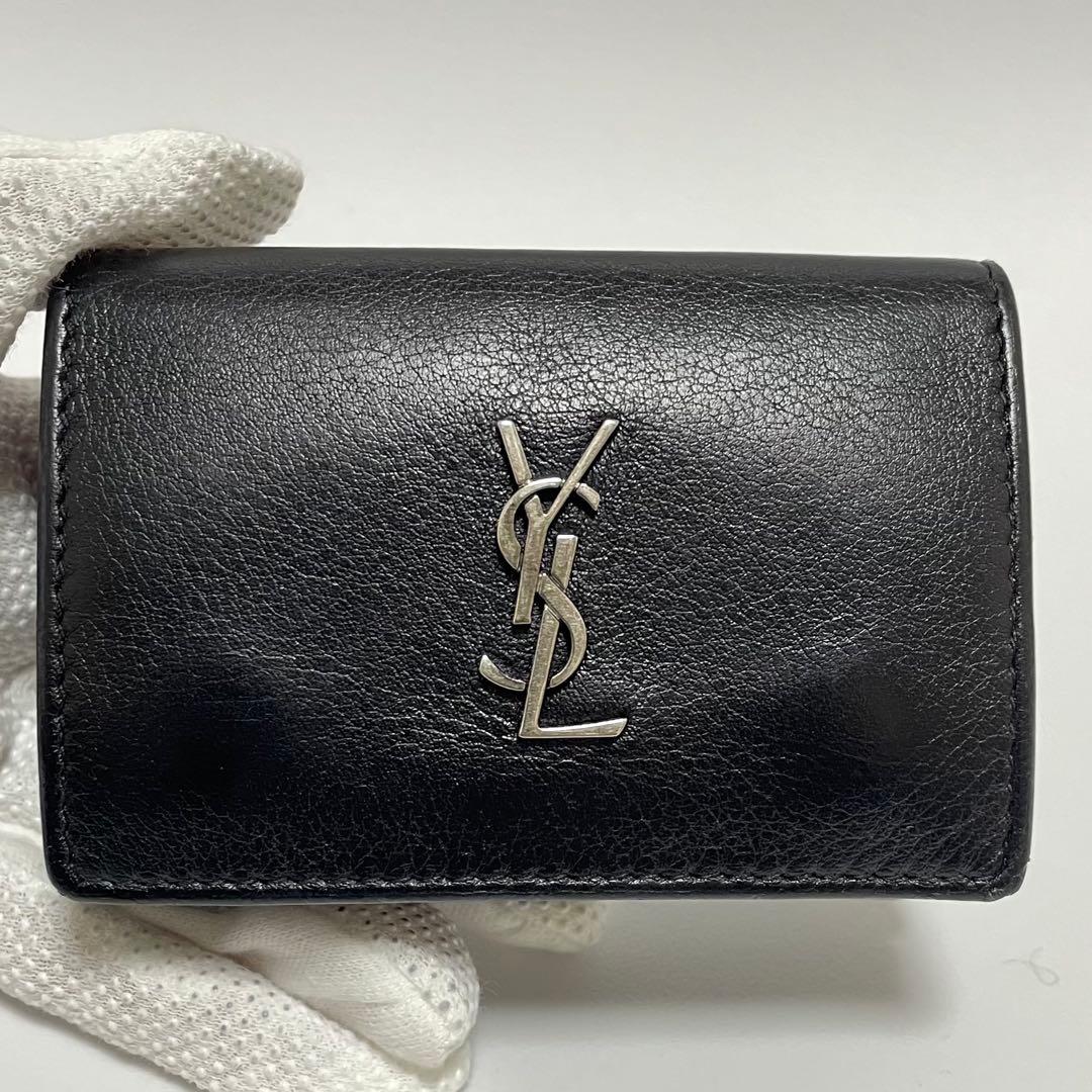 SAINT LAURENTブラック YSL財布 ミニ財布 三つ折り財布 美品