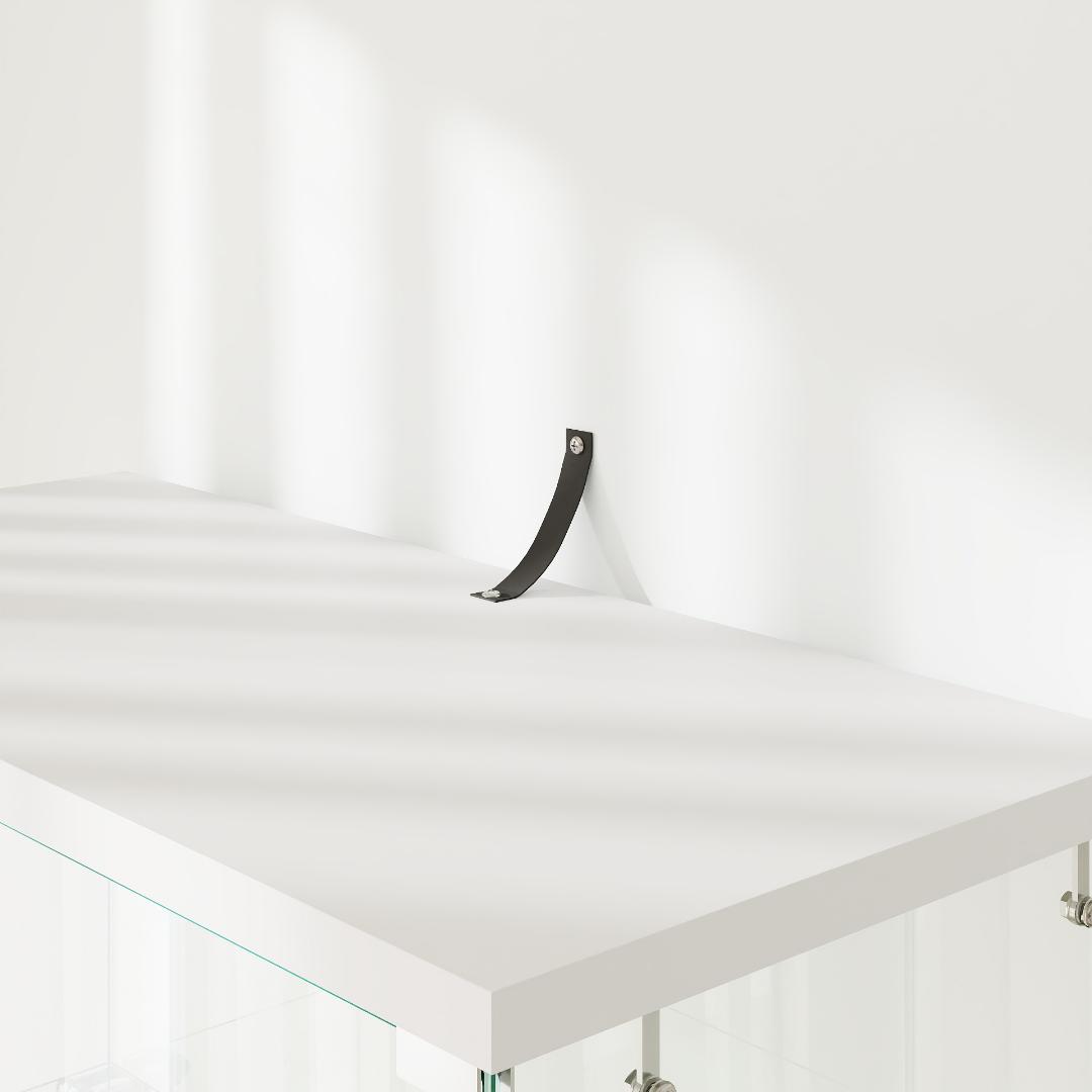 ホワイト LED照明・引出し付 ガラス収納キャビネット4段 両開ドア