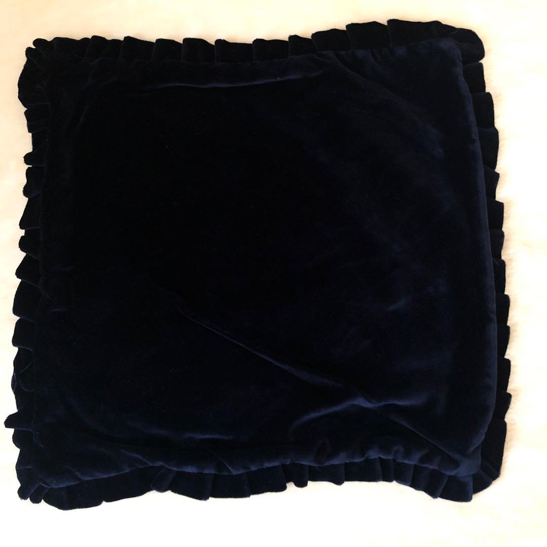 ゴブラン織り クッションカバー2個セット　アンティーク　ヨーロッパ　ブラック