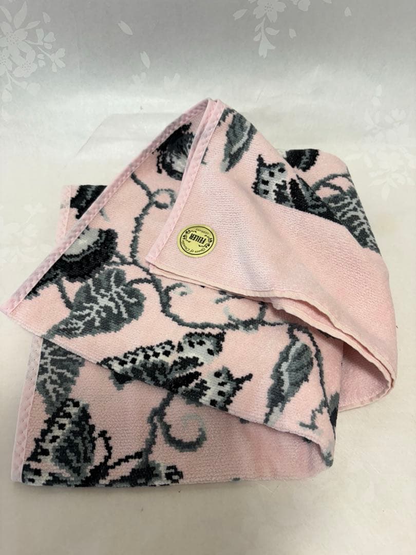 【新品】フェイラー蝶々ボタニカル柄 ピンクブランケット　大判バスタオル
