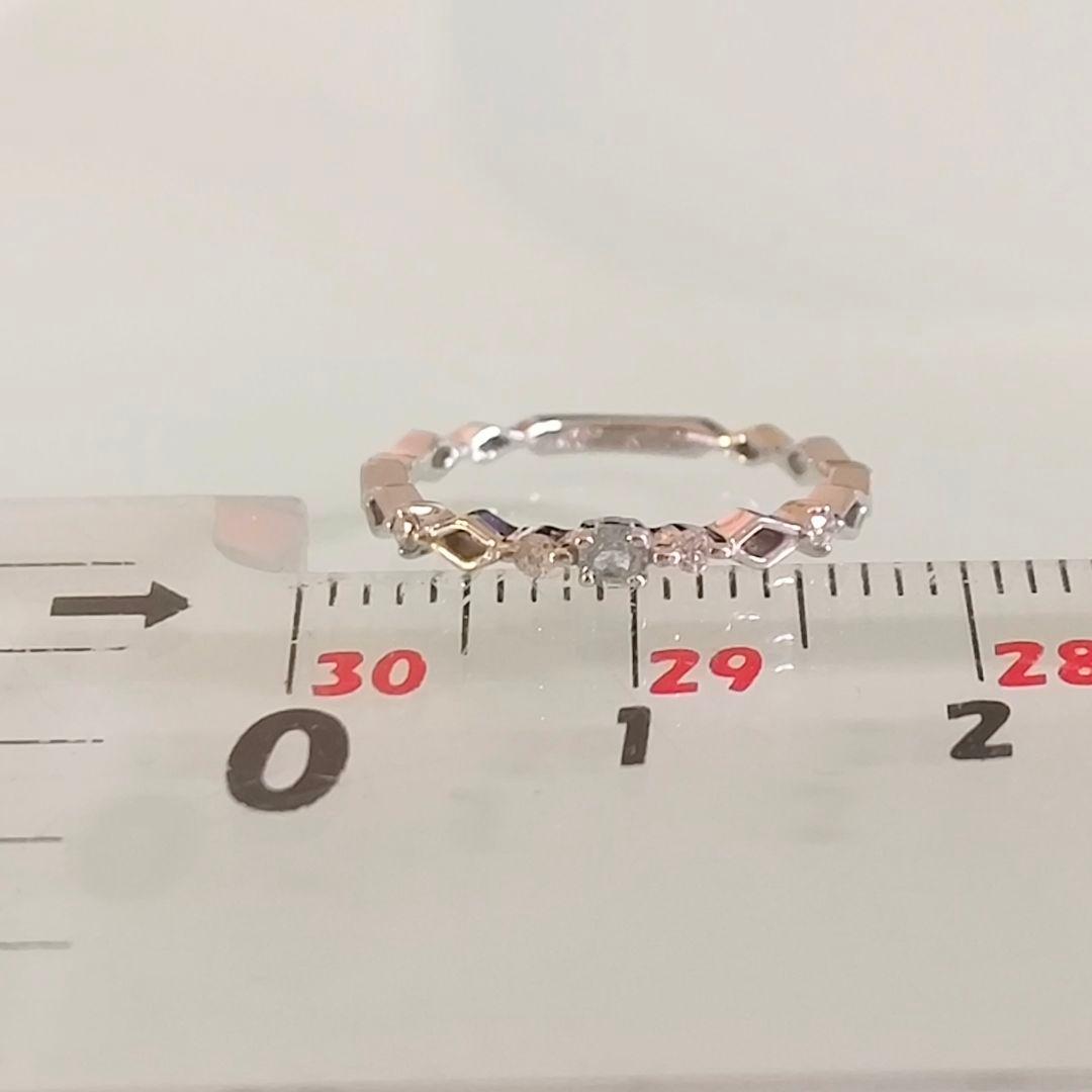 4℃　K10 WG　アクアマリン　ダイヤモンド　透かし　ピンキー　リング　1号