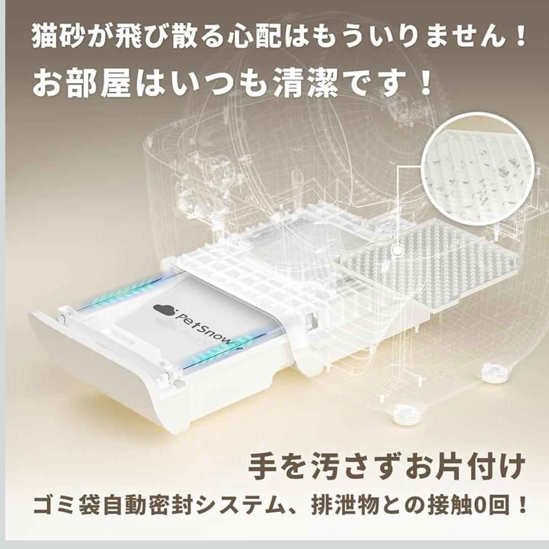 Pety【臭いを徹底分解】 猫 自動トイレ,光触媒TiO2三重消臭