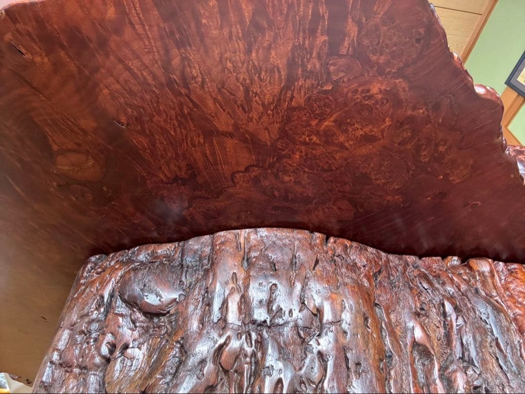 木製 不規則形座卓 大きめオーバルテーブル 極厚天板