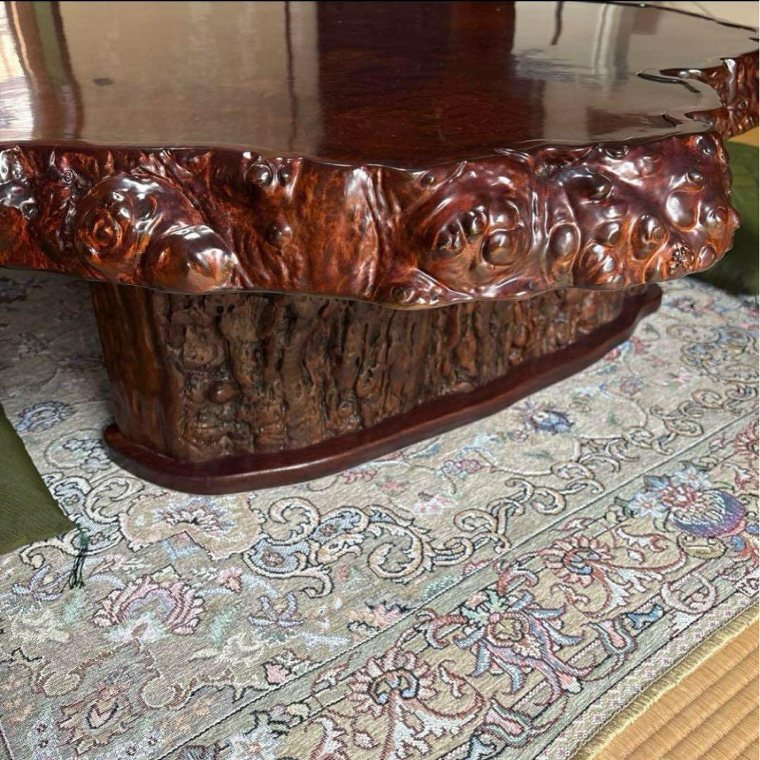 木製 不規則形座卓 大きめオーバルテーブル 極厚天板