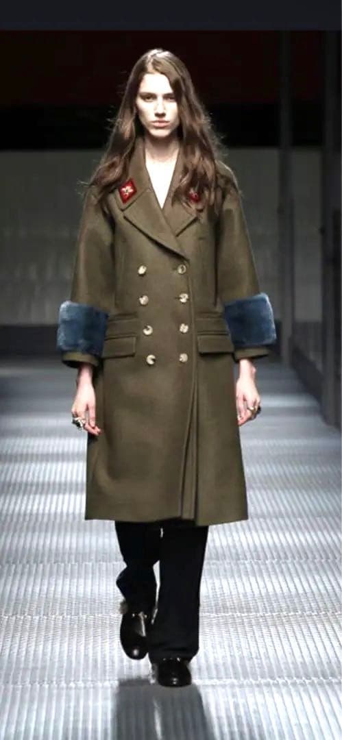 タグ付GUCCI グッチ　ウール　コート　ミンク　ミケーレ