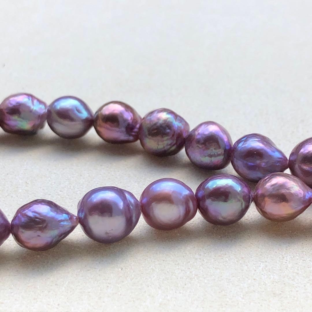 本真珠淡水バロックパール　メタリック紫系　s925ネックレスBEN421