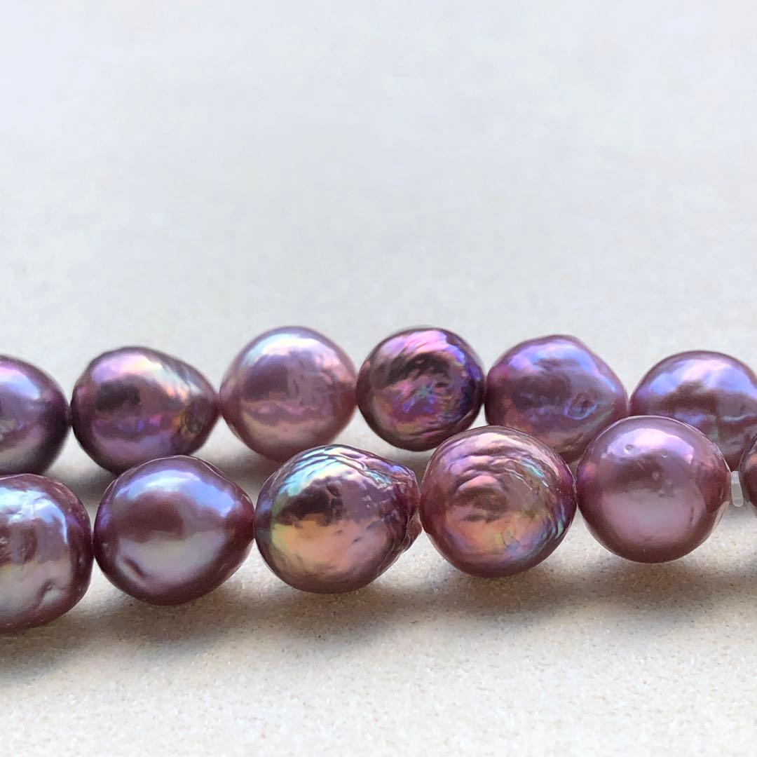 本真珠淡水バロックパール　メタリック紫系　s925ネックレスBEN421