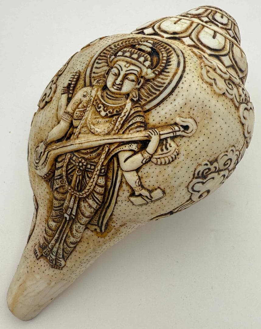 ◆チベット密教法具　法螺貝（シャンカ）弁財天（サラスヴァティー）1