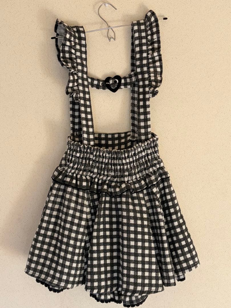 LIZLISA リズリサ ギンガムツイードサスペンダー付きスカパン スカート