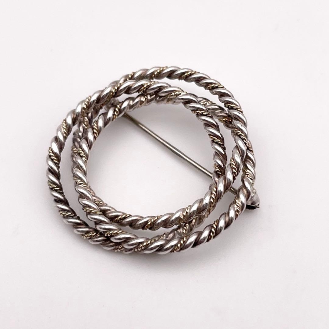 【美品】Tiffany& Co. コンビサークル ブローチ シルバー アクセ