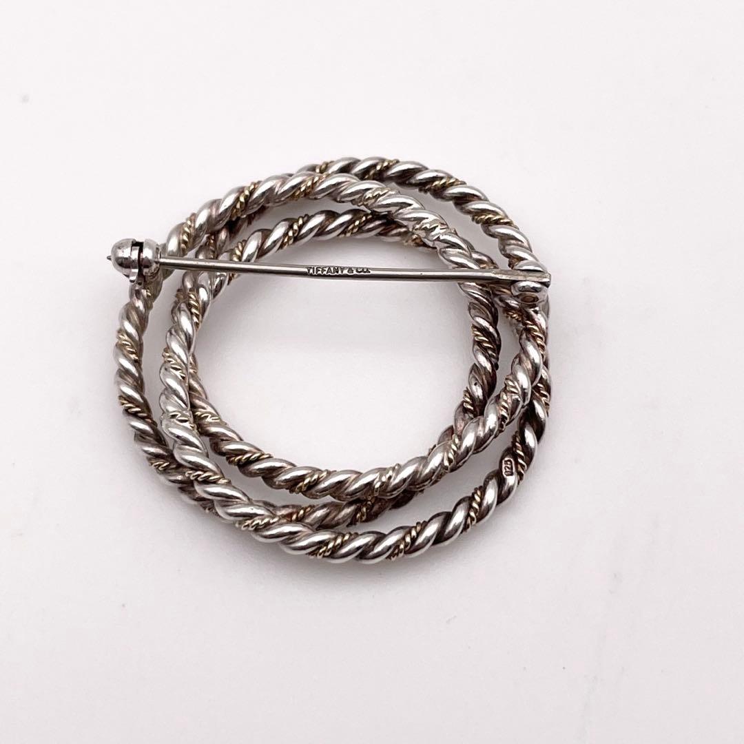 【美品】Tiffany& Co. コンビサークル ブローチ シルバー アクセ