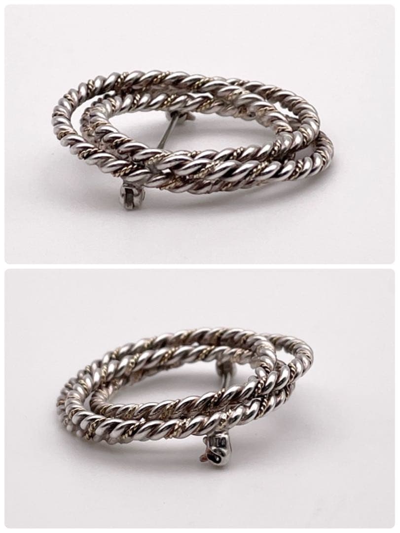 【美品】Tiffany& Co. コンビサークル ブローチ シルバー アクセ