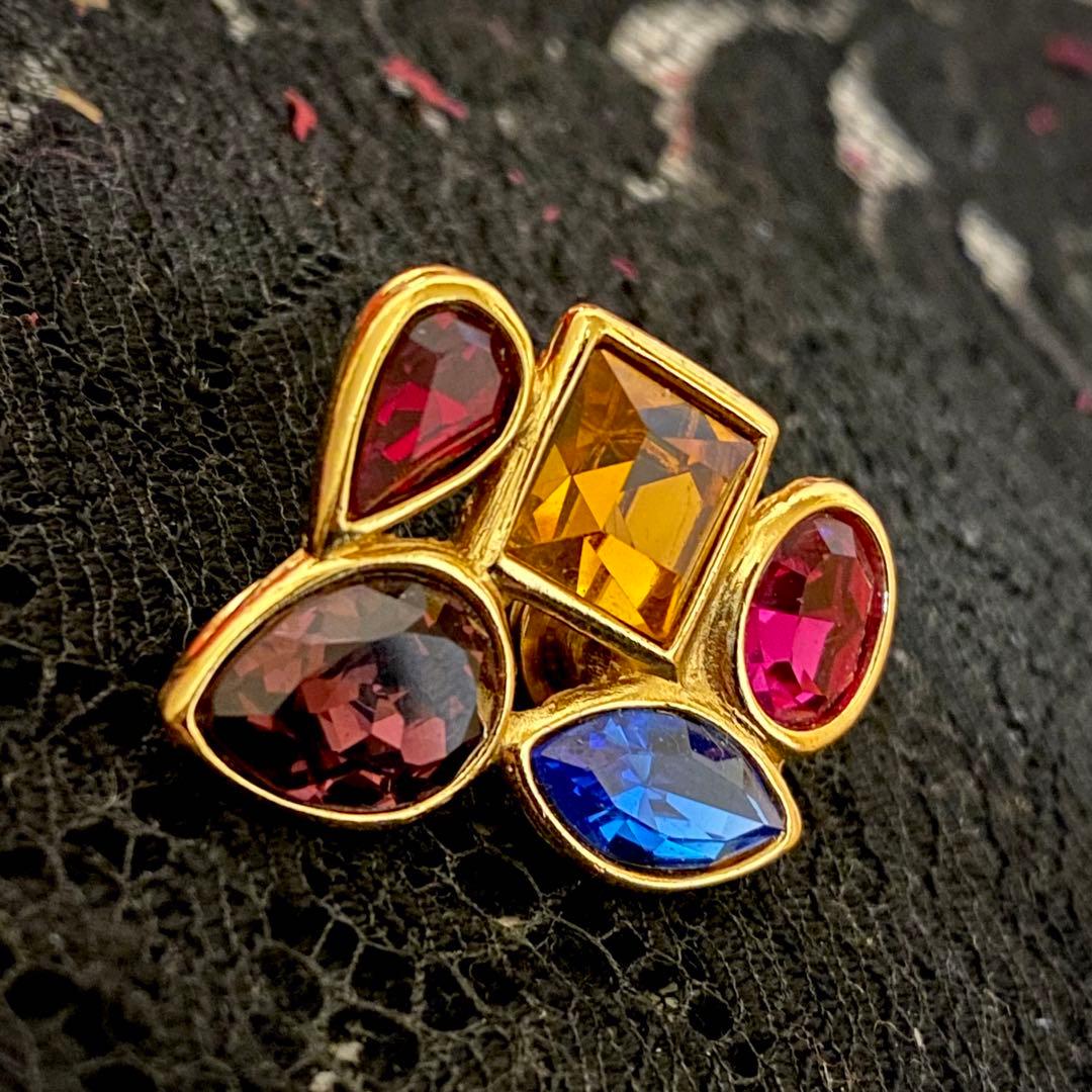 希少 Yves Saint Laurent カラーストーンブローチ