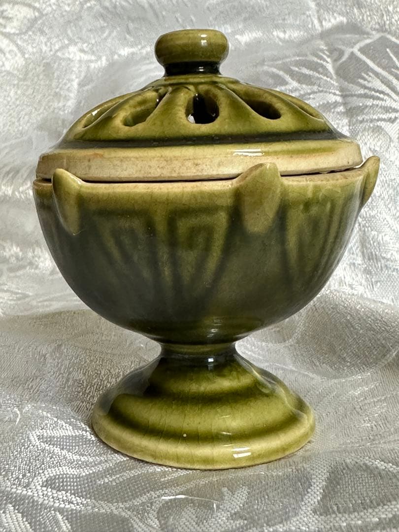 織部焼　香炉　蓋置　落款あり