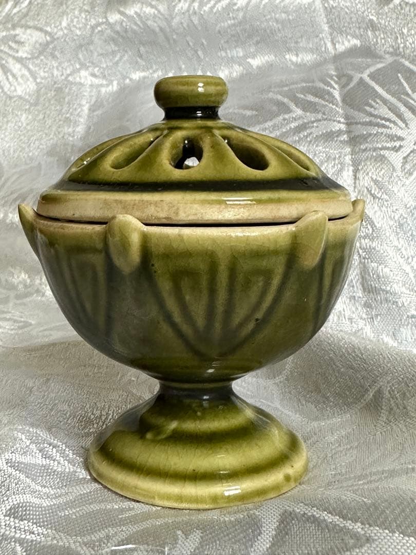 織部焼　香炉　蓋置　落款あり