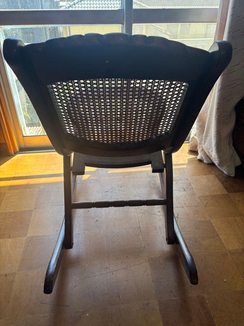 【折りたたみ可能‼️】木製ロッキングチェア ダークブラウン