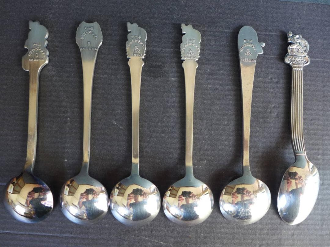 時代物【未使用】全日本自動車ショー　記念スプーン　箱付6点　旧車　昭和レトロ