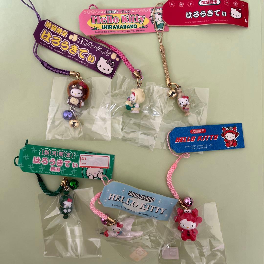 ハローキティ ストラップ 6個セット 滋賀、白樺湖、茨城、新潟、佐渡、北陸限定
