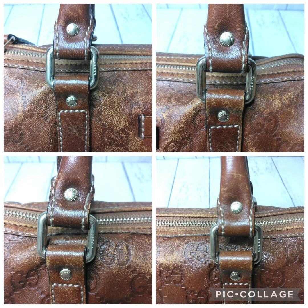 GUCCI ミニボストン　シマ　GGロゴ オールレザー　希少　総柄　493075