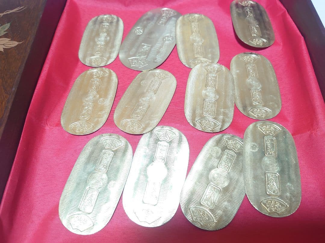 天保小判 他11枚 天保大判 1枚 会津塗 けやき箱入り コレクション