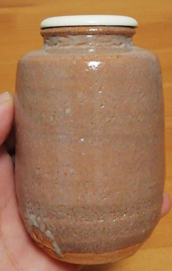 鶴田純久作　唐津焼　絵唐津　茶入　共箱　仕服付　茶道具