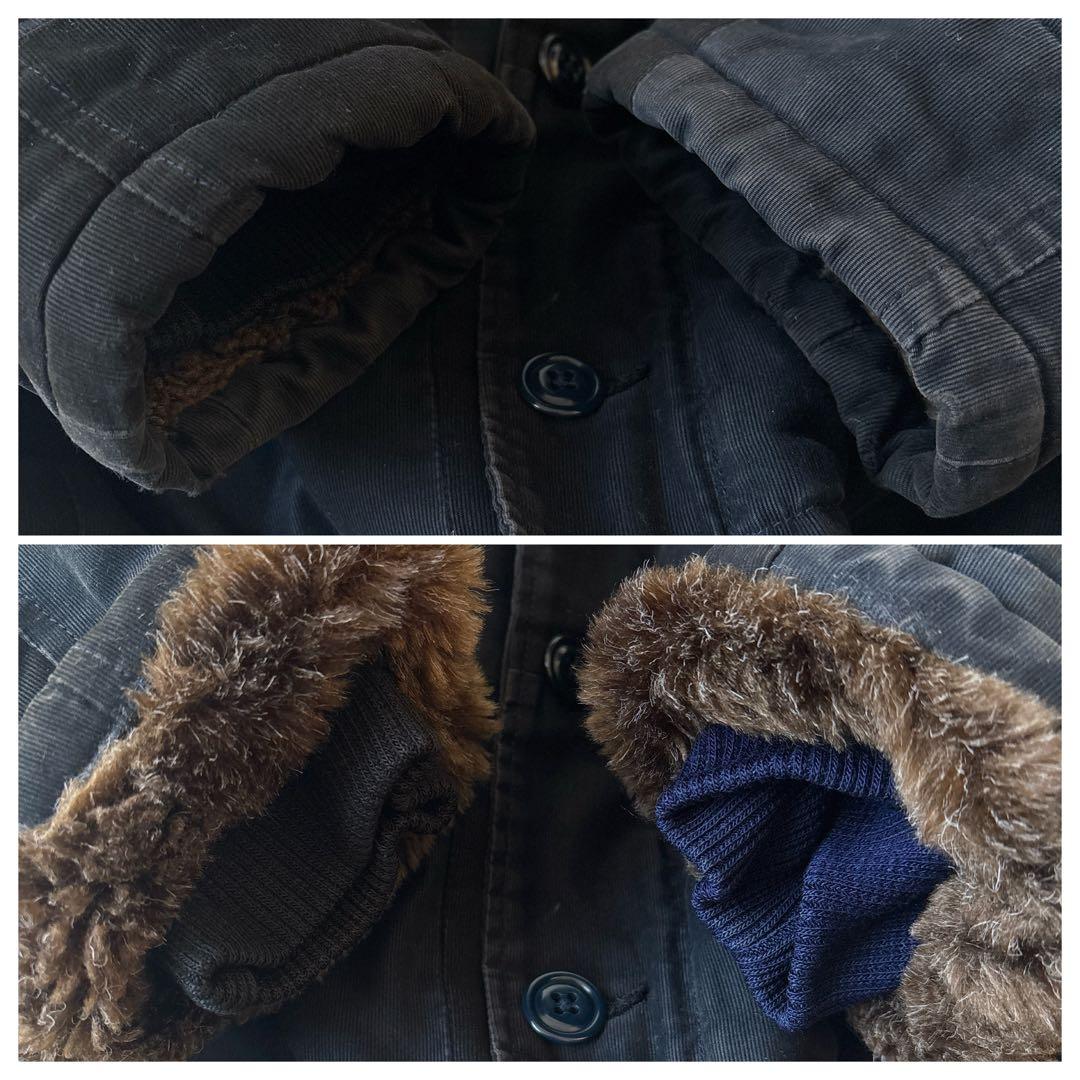 ネペンテス 日本製 裏ボア コットン パッチワーク 短丈 ジャケット 黒ブラック