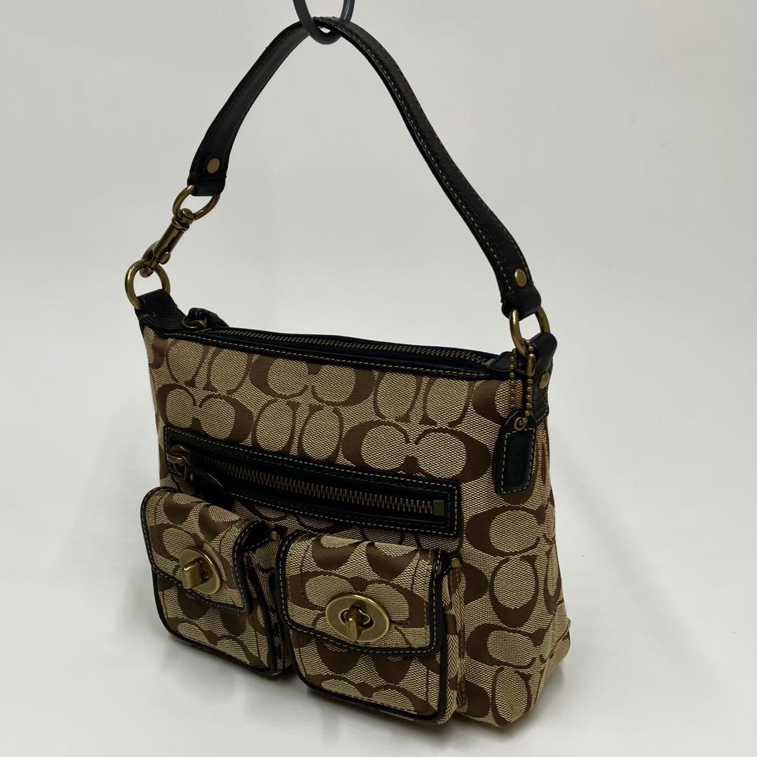 【美品】コーチ レガシー シグネチャー ショルダー バッグ レザー ターンロック