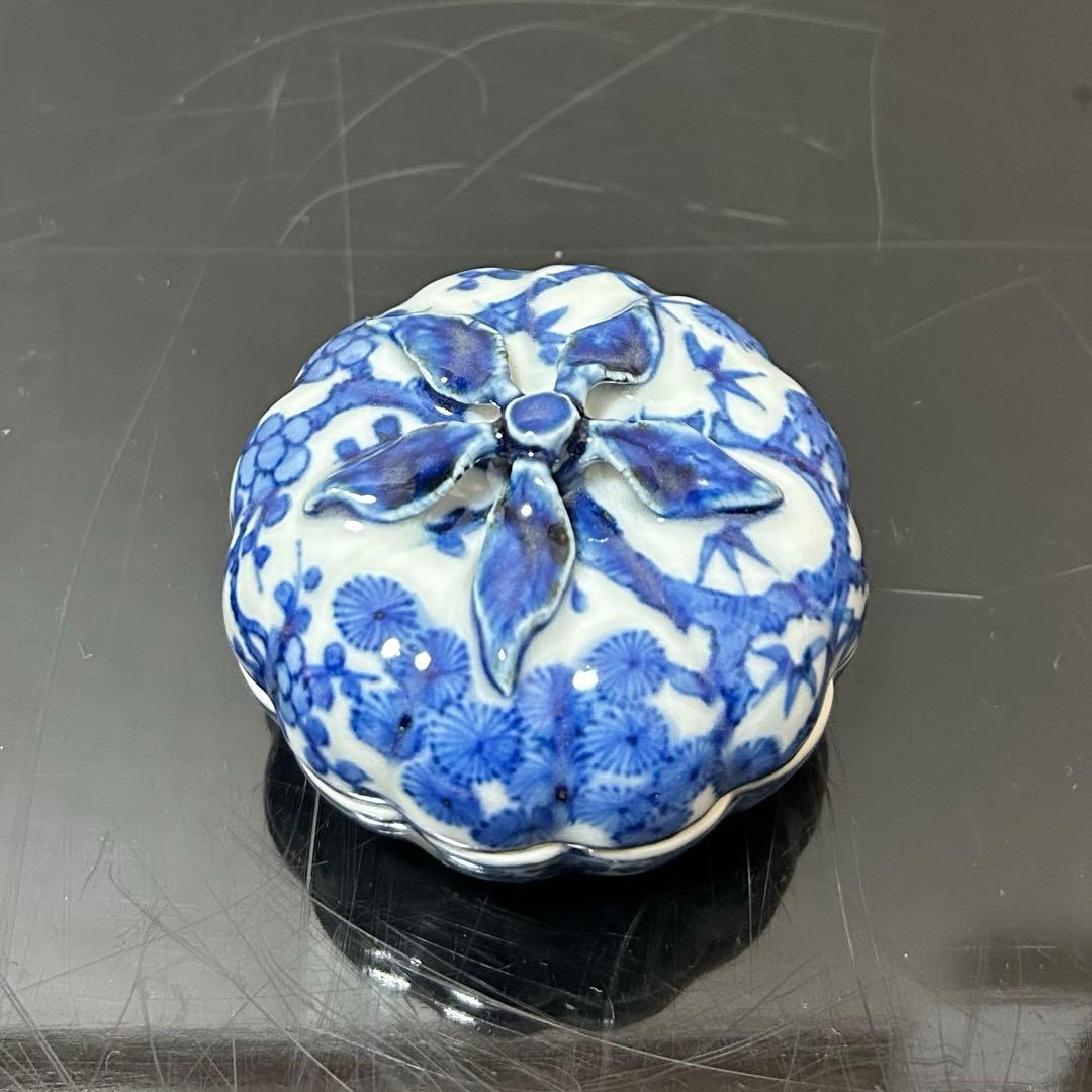 竹泉　染付蜜柑香合　茶道具懐石茶箱鵬雲斎坐忘斎淡々斎即中斎七事式而妙斎水指棗茶碗