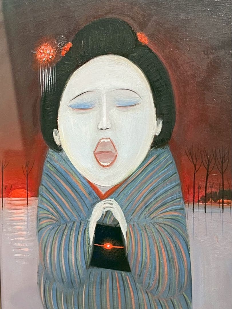 斎藤真一「越後瞽女日記 陽の唄」油彩作品