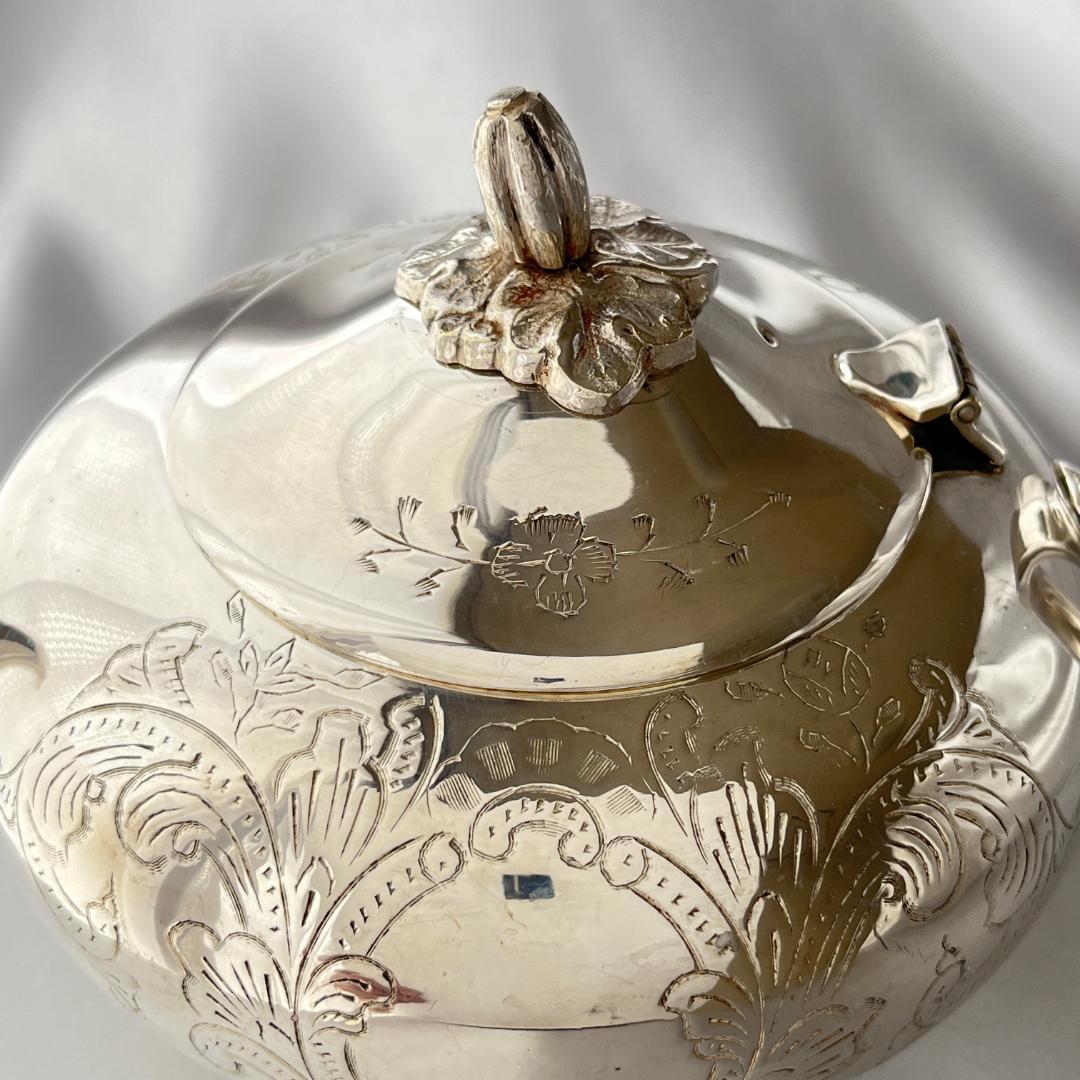 【英国】 ビクトリアンのティーセット 3点【シルバープレート】ティーポット