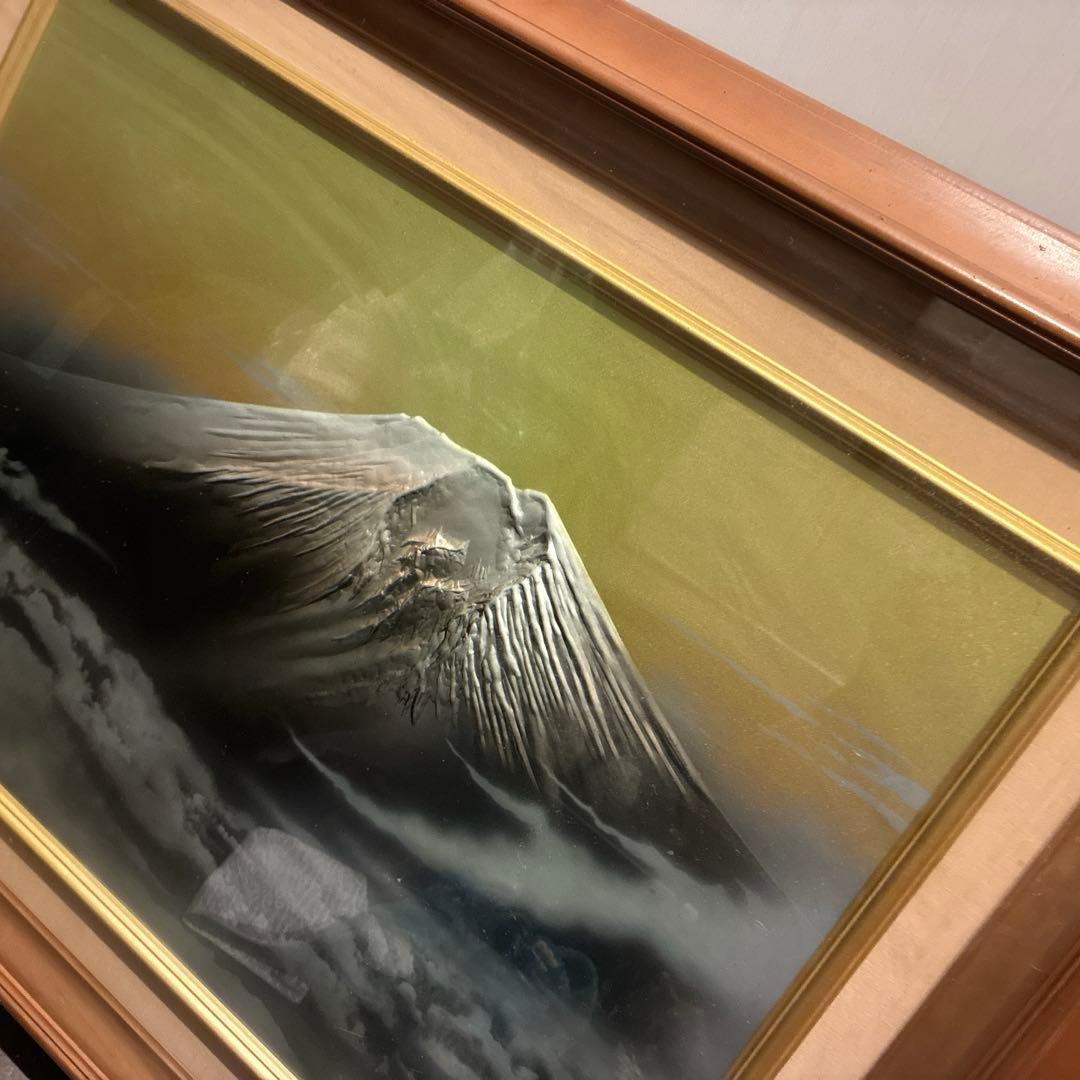 絵画山 額縁特大奈良楠木vintage インテリア年代物 昭和82×62日本絵画