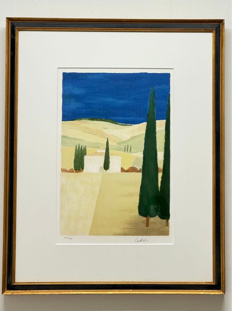 ベルナール・カトラン   「アレッツオ近郊」 リトグラフ　直サイン、ナンバーあり