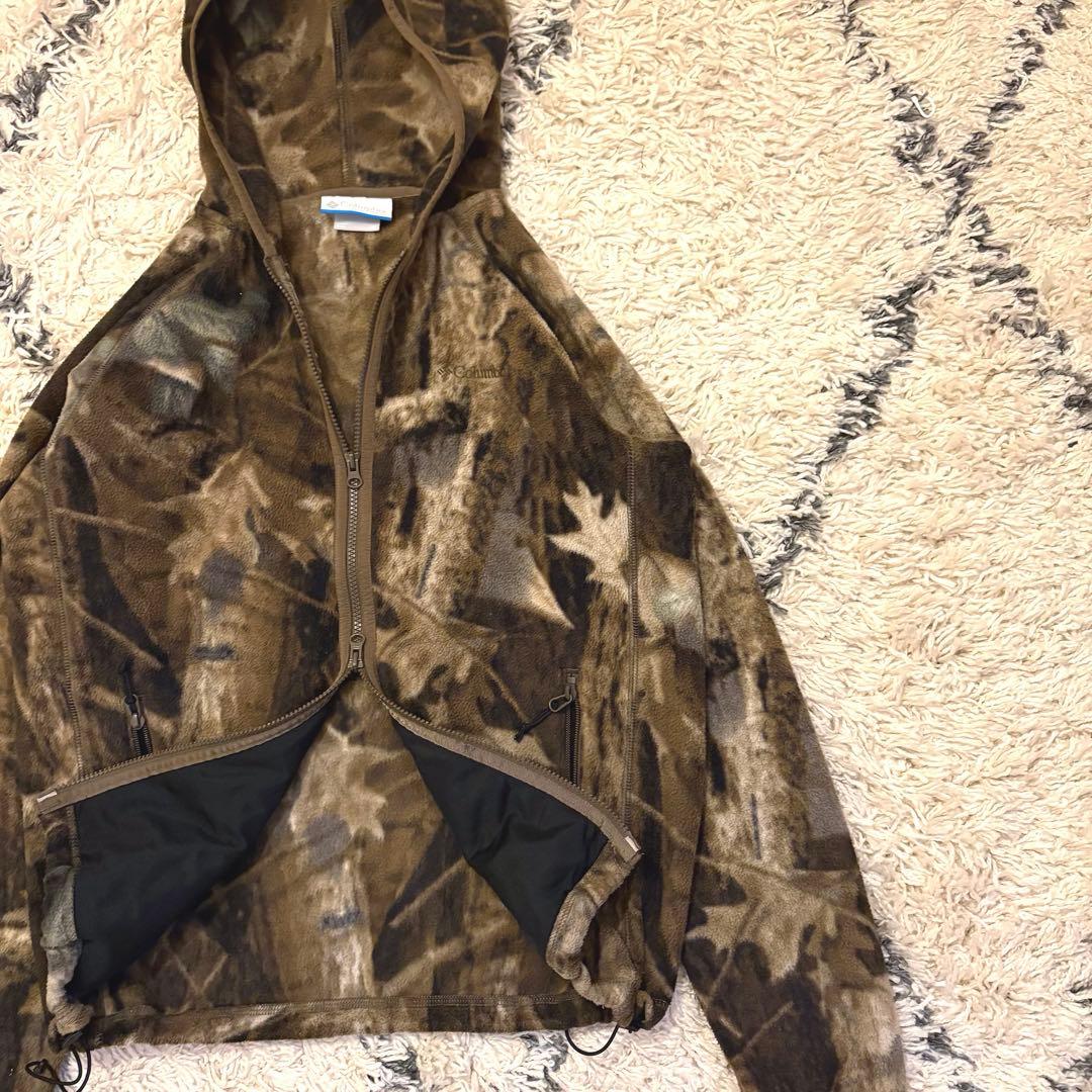 【y2k】Columbia フリース ダブルジップパーカー カモ柄　リアルツリー