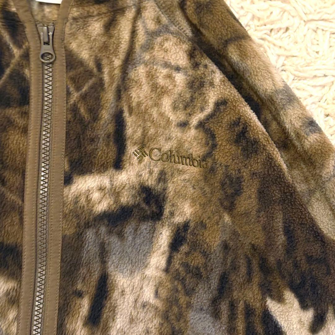 【y2k】Columbia フリース ダブルジップパーカー カモ柄　リアルツリー